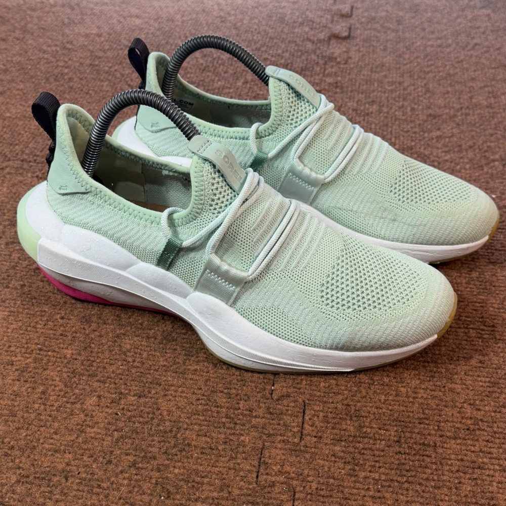 Sorel Kinetic Impact II Lace Womens Mint Green Knit Sneakers NL4817-390 Size 9